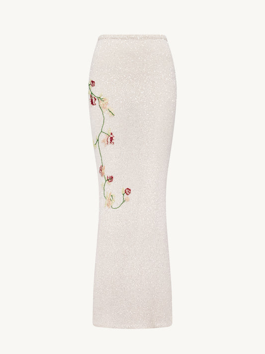 Carolina Embroidered Skirt - Star White Sequin