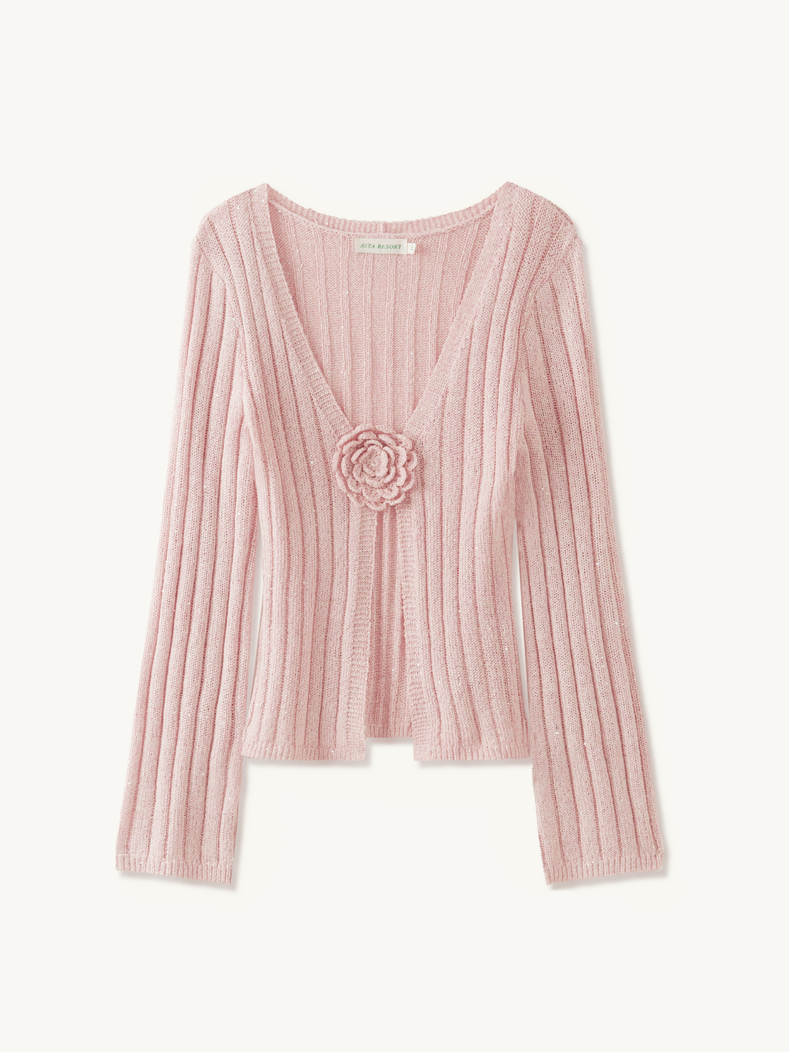 Rosie Cropped Cardigan Bon Bon Pink Sequin – ASTA RESORT
