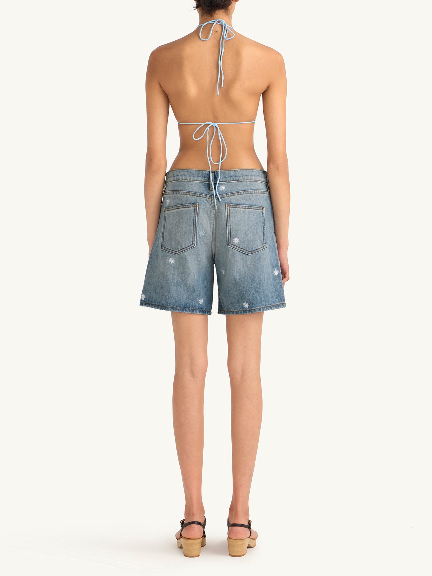 Jas Embroidered Denim Short - Vintage Blue