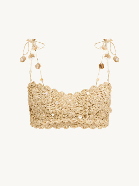 Charlotte Hand Crochet Bralette - Sand Shimmer