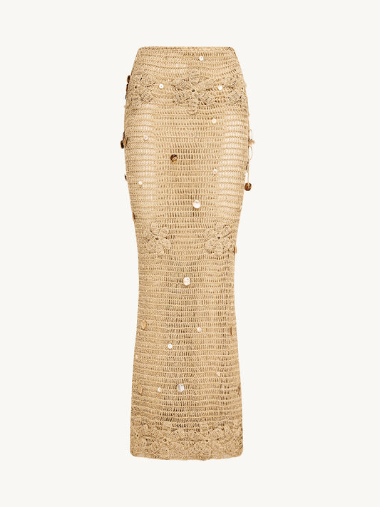 Charlotte Hand Crochet Skirt - Sand Shimmer