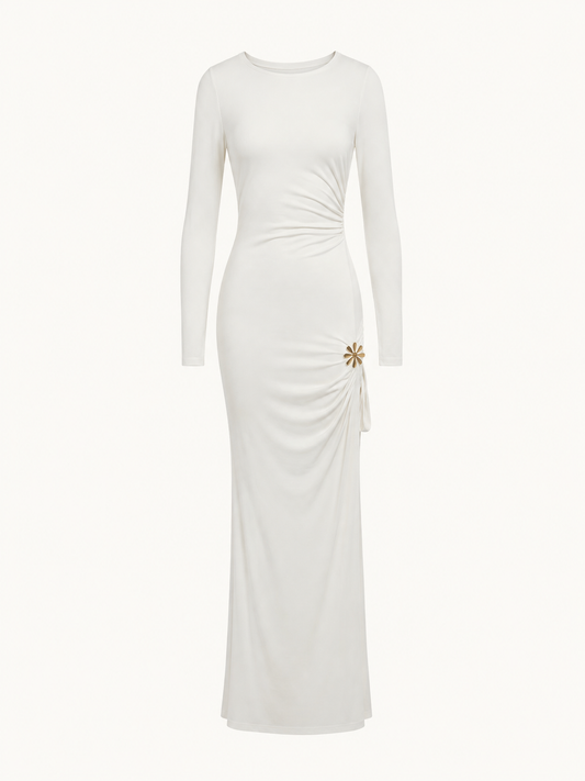 Tina Brooch Dress - Antique White