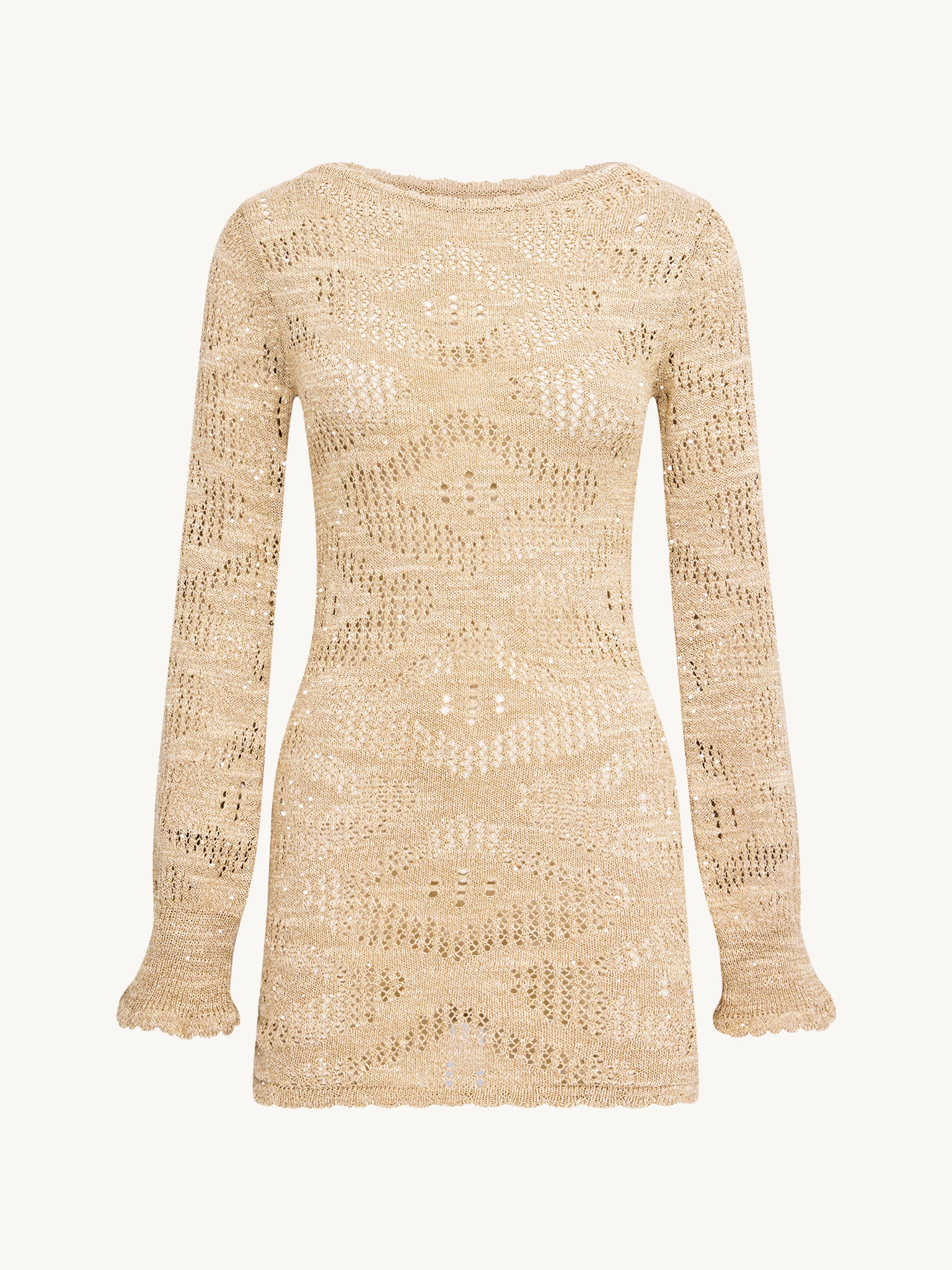 Eve Long Sleeve Mini Dress - Sand Shimmer