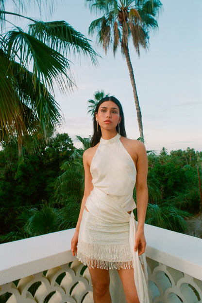 Stella Hand Beaded Top - Salt