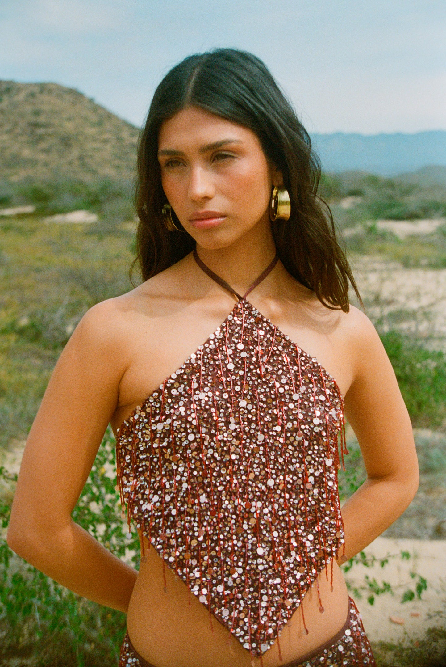 Claire Hand Beaded Camisole - Plum