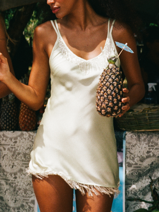 Eliana Beaded Mini Dress - Seafoam