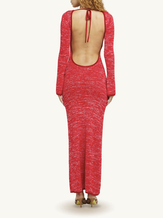 Fiona Long Sleeve Keyhole Dress - Ruby Sequin