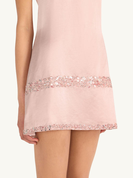 Marina Hand Beaded Mini Dress - Bon Bon Pink