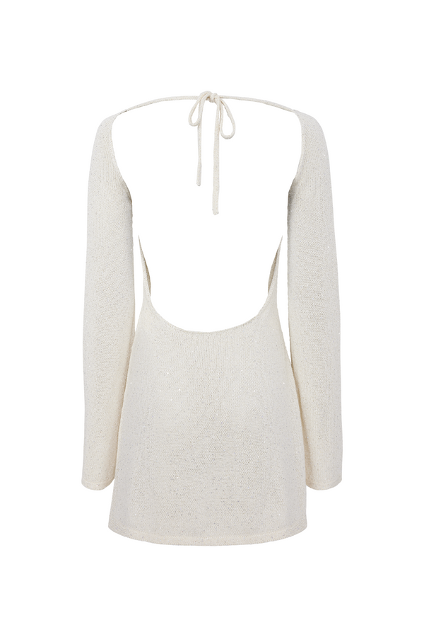 Audette Mini Dress - Ivory Sequin