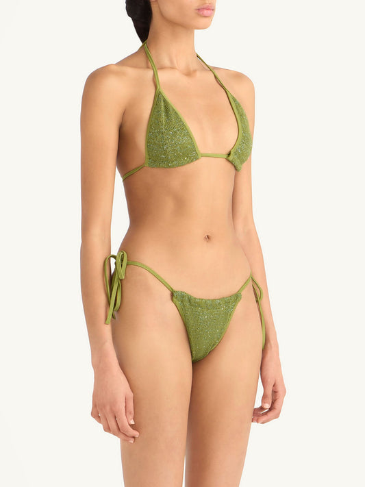 Lio Bikini Top - Olive Oil Sequin