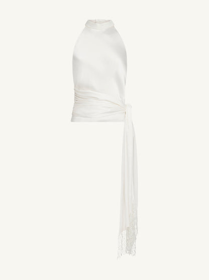 Stella Hand Beaded Top - Salt