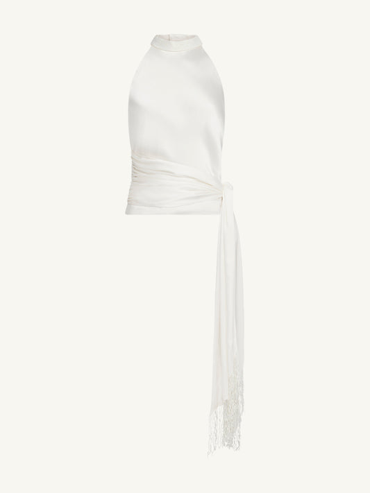 Stella Hand Beaded Top - Salt