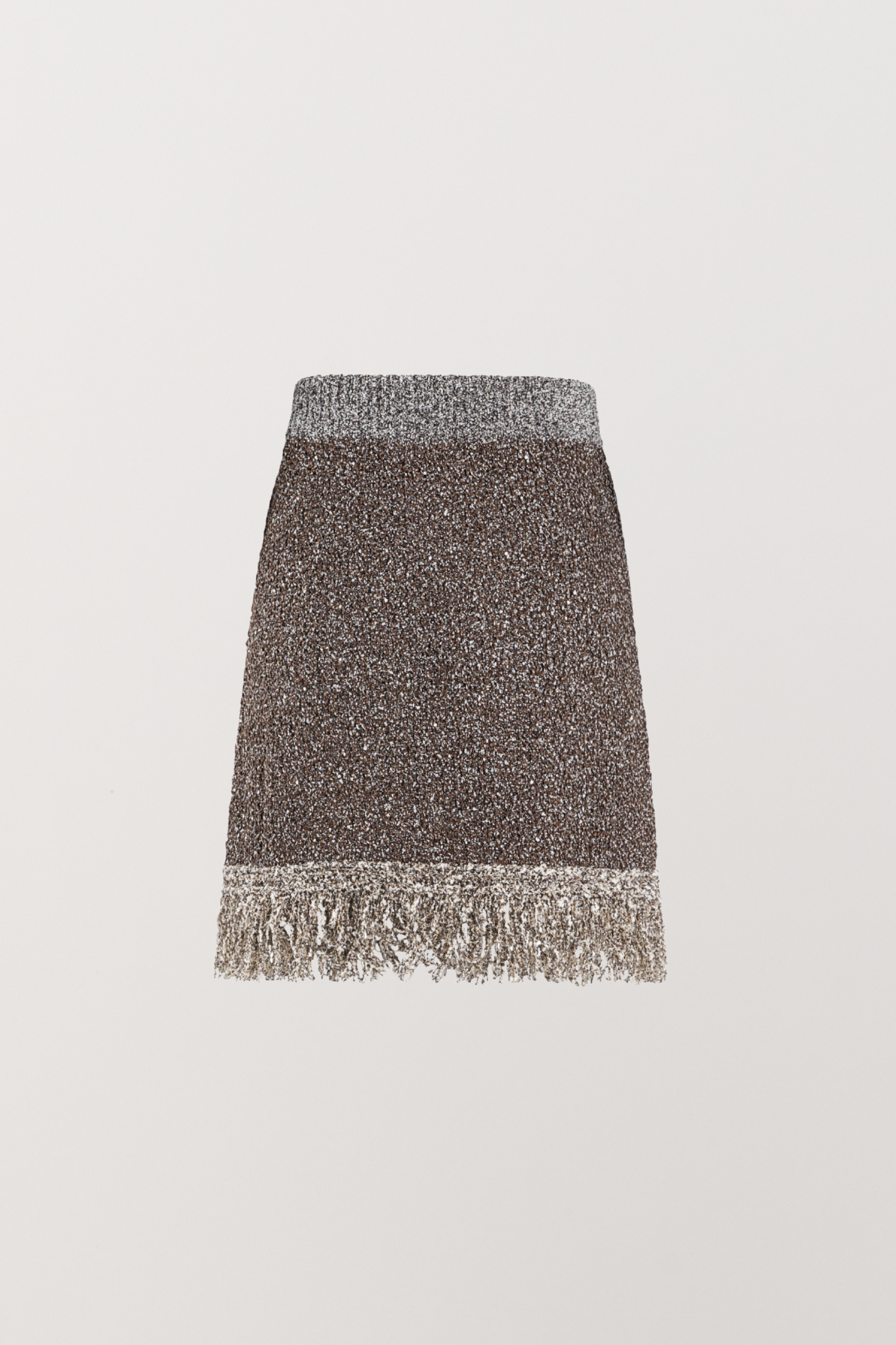 Bianca Fringed Mini Skirt - Tobacco Sequin