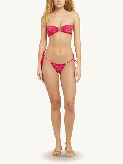 Mia Knitted Bikini Top - Ruby Sequin