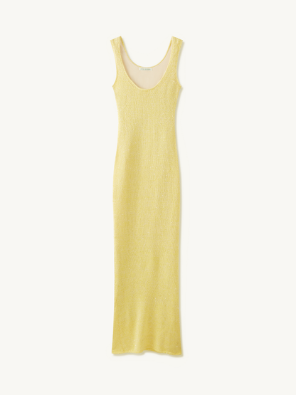 Ana Dress - Butter Yellow Sequin