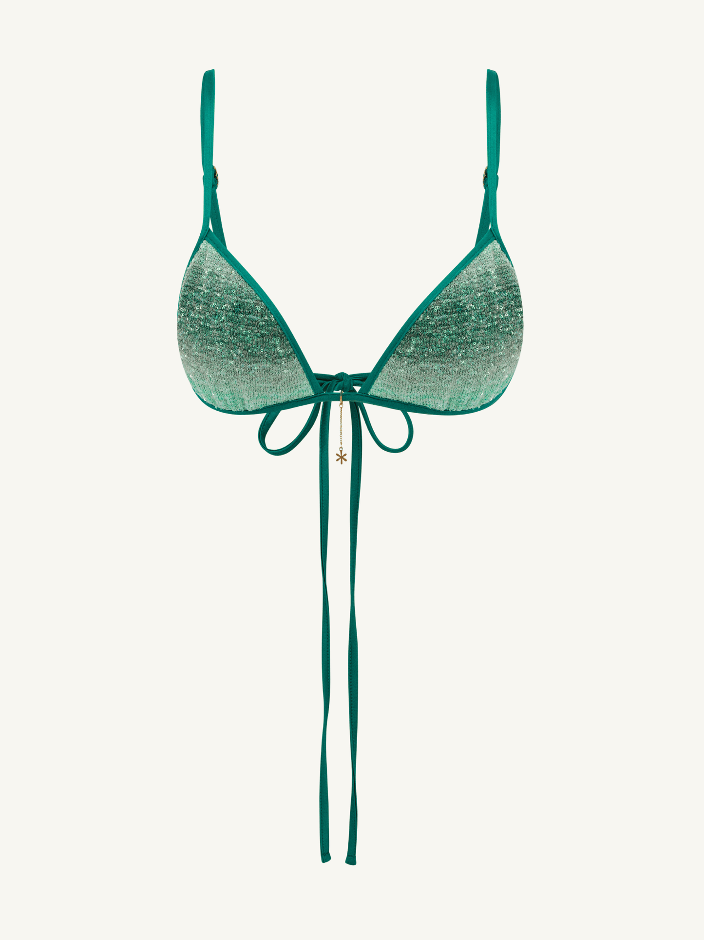 Iara Knitted Bikini Top - Palm Green Sequin