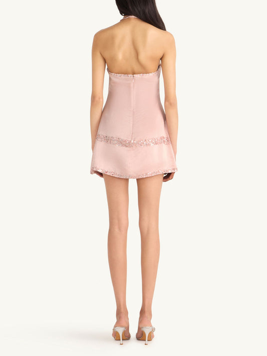 Marina Hand Beaded Mini Dress - Bon Bon Pink