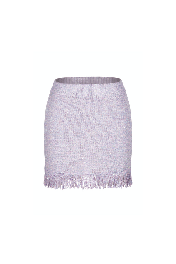 Dana Fringe Mini Skirt - Lavender Sequin