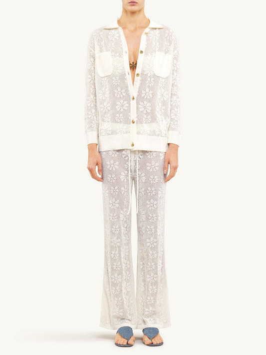 Delilah Crochet Shirt - Salt