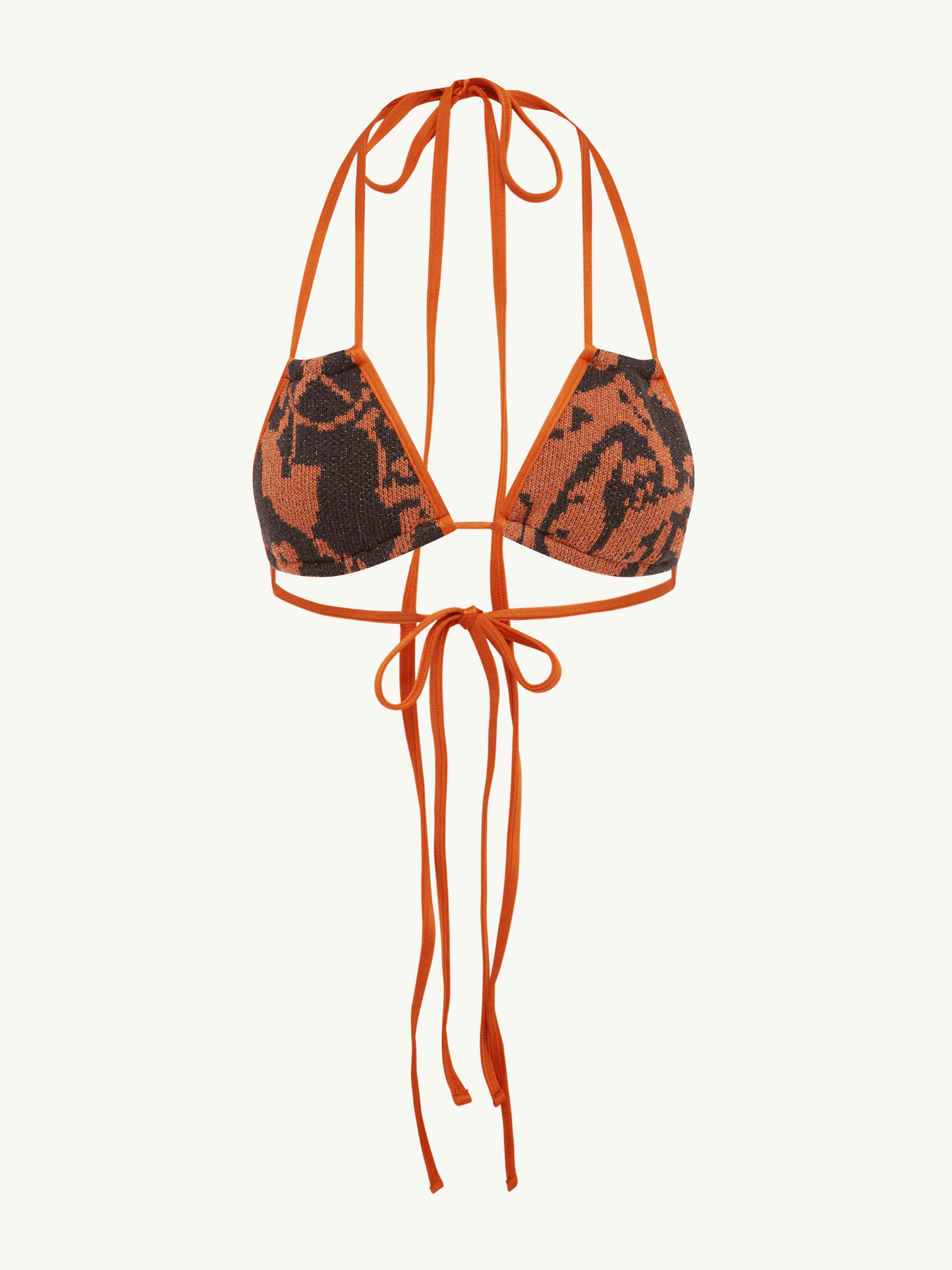 Stella Knitted Bikini Top - Burnt Orange/Black