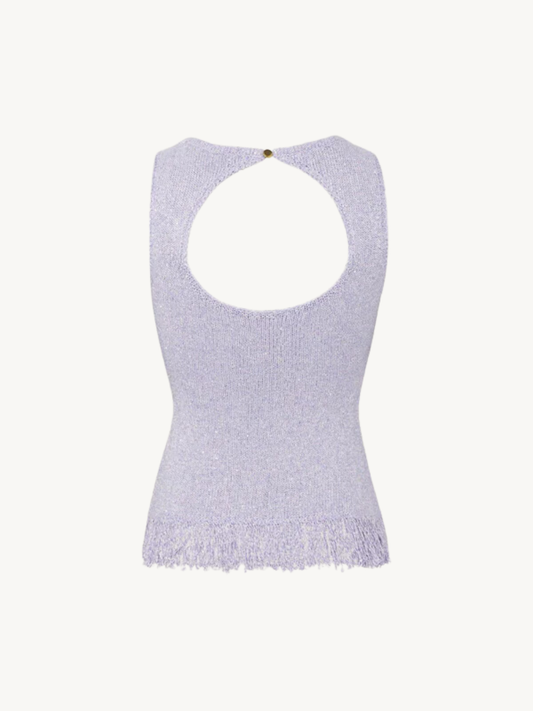 Dana Fringe Top - Lavender Sequin
