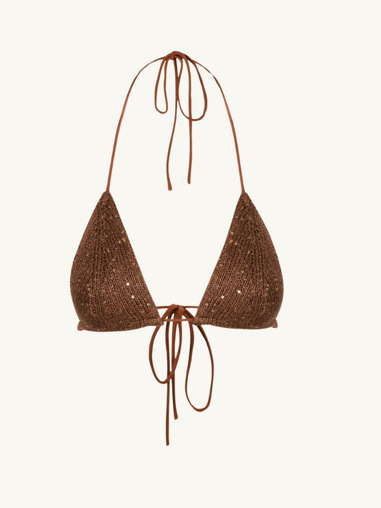 Lio Bikini Top - Cocoa Sequin