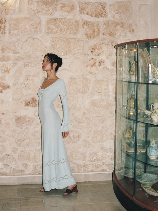 Rita Crochet Dress - Sky Blue