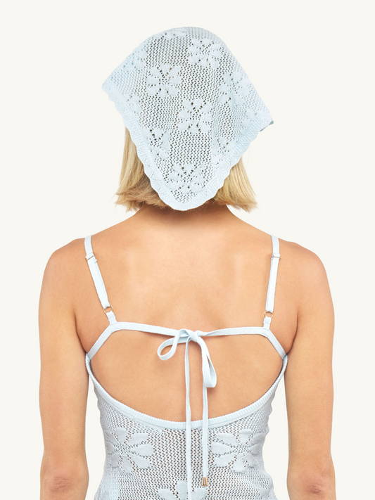 Bruna Crochet Bandana - Sky Blue