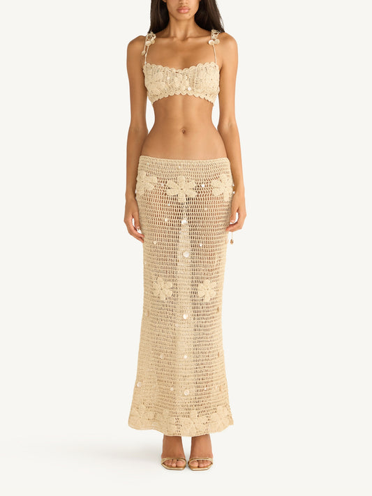 Charlotte Hand Crochet Bralette - Sand Shimmer