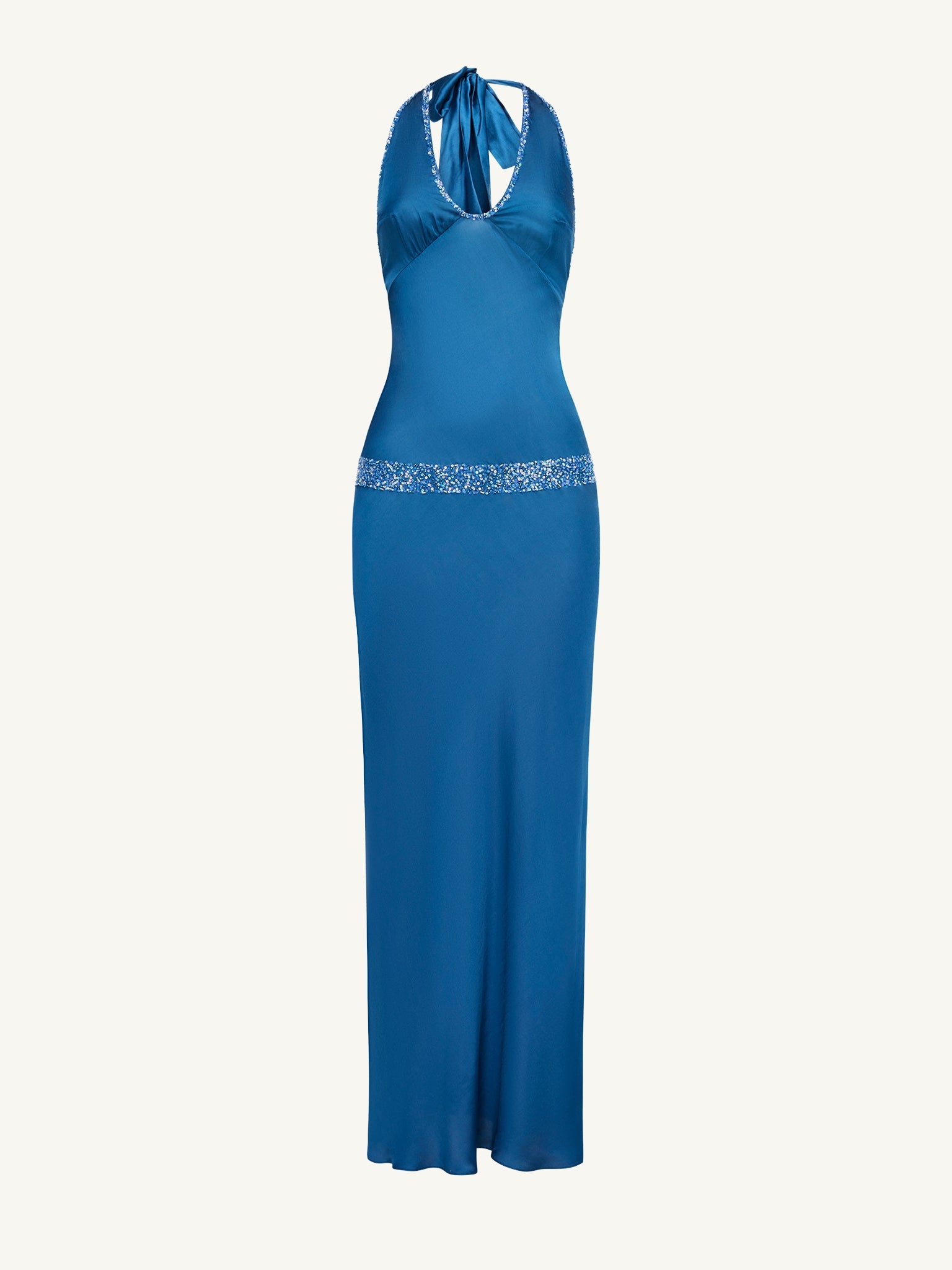 ASTA RESORT Celine Hand Beaded Dress in Blue