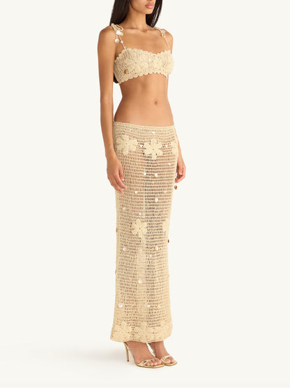 Charlotte Hand Crochet Bralette - Sand Shimmer