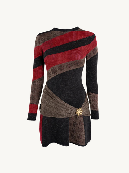 Eliza Long Sleeve Mini Dress - Ruby/Black