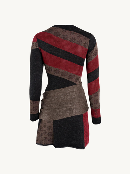 Eliza Long Sleeve Mini Dress - Ruby/Black