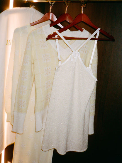 Aimee Mini Dress - Ivory Sequin