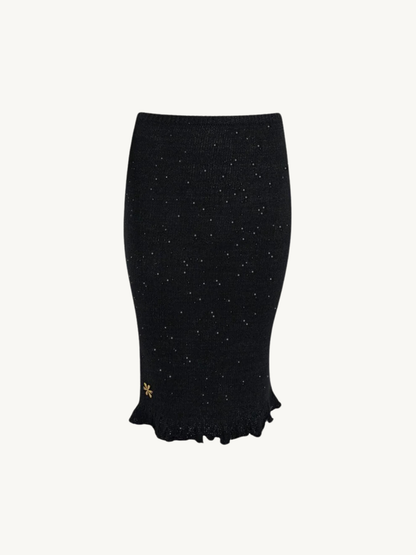 Michaela Midi Skirt - Black Sequin