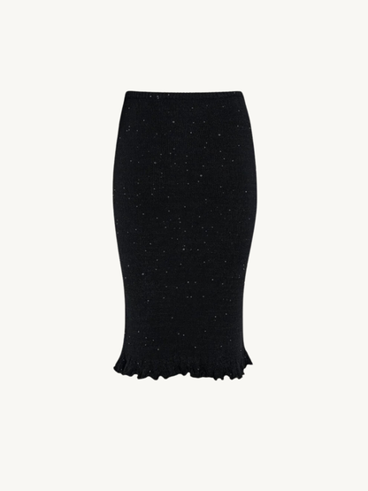 Michaela Midi Skirt - Black Sequin