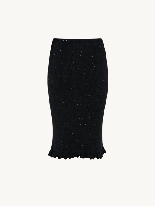 Michaela Midi Skirt - Black Sequin