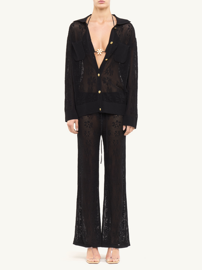 Delilah Crochet Shirt - Black