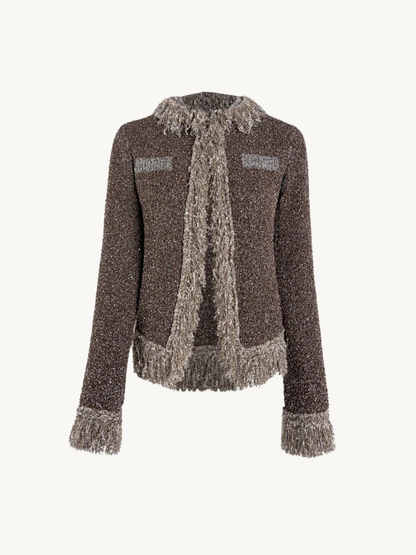 Bianca Fringed Jacket - Tobacco Sequin