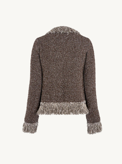 Bianca Fringed Jacket - Tobacco Sequin