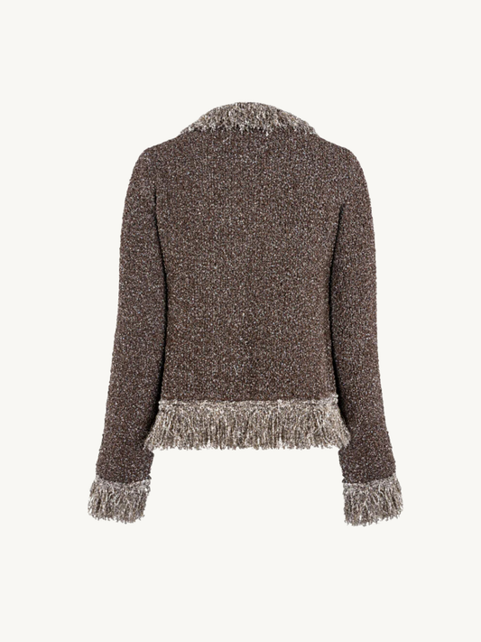 Bianca Fringed Jacket - Tobacco Sequin