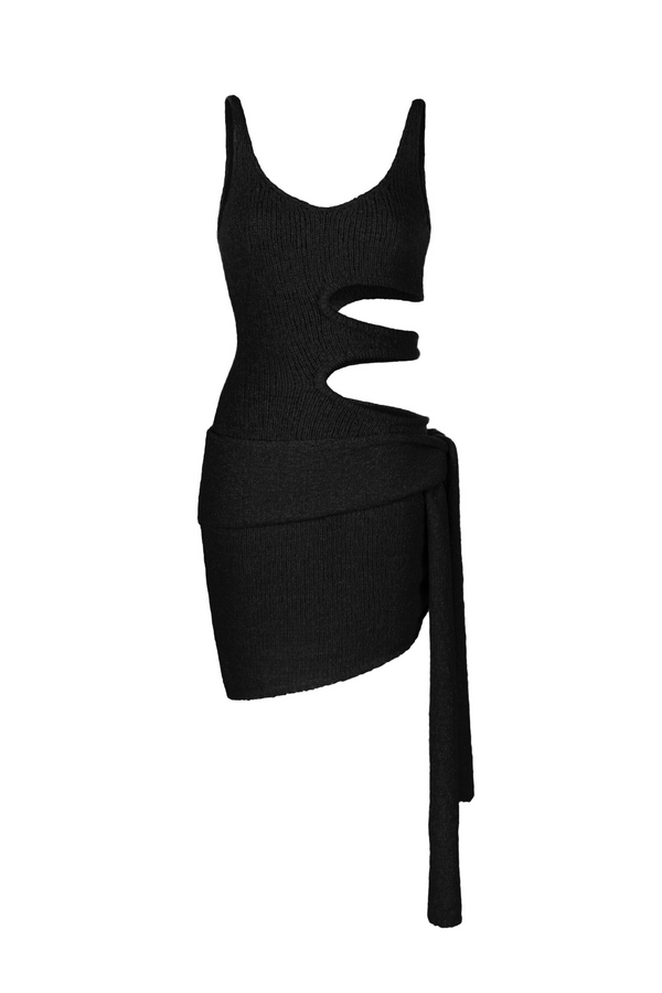 Allegra Mini Dress in Merino Alpaca - Black