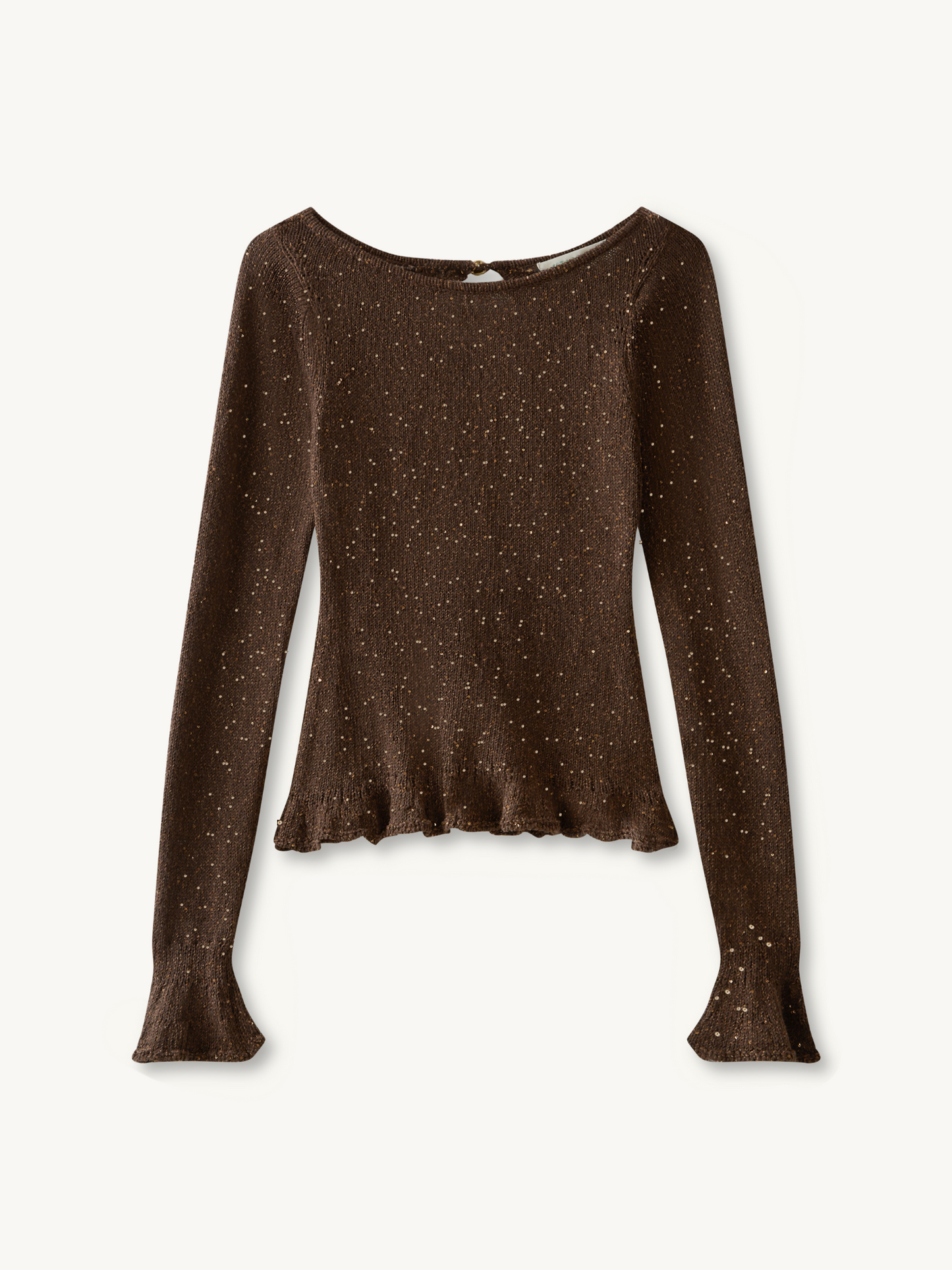 Michaela Longsleeve Top - Dark Chocolate Sequin