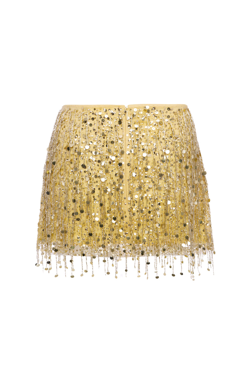 Yasmin Hand Beaded Mini Skirt - Gold