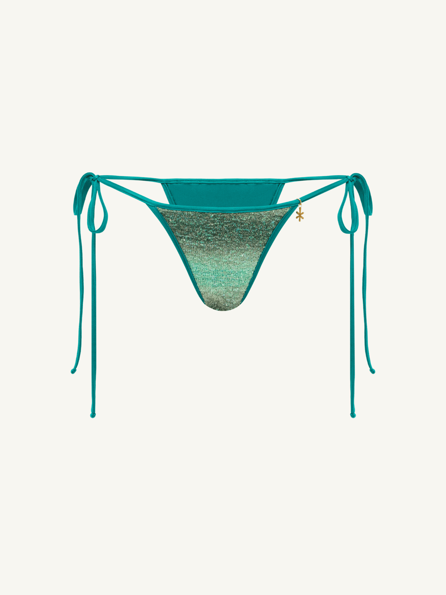 Mia Knitted Bikini Bottom - Palm Green Sequin