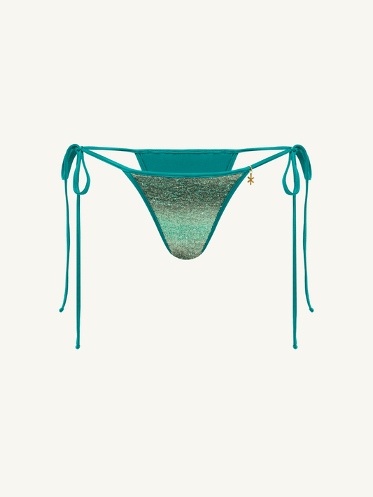 Mia Knitted Bikini Bottom - Palm Green Sequin