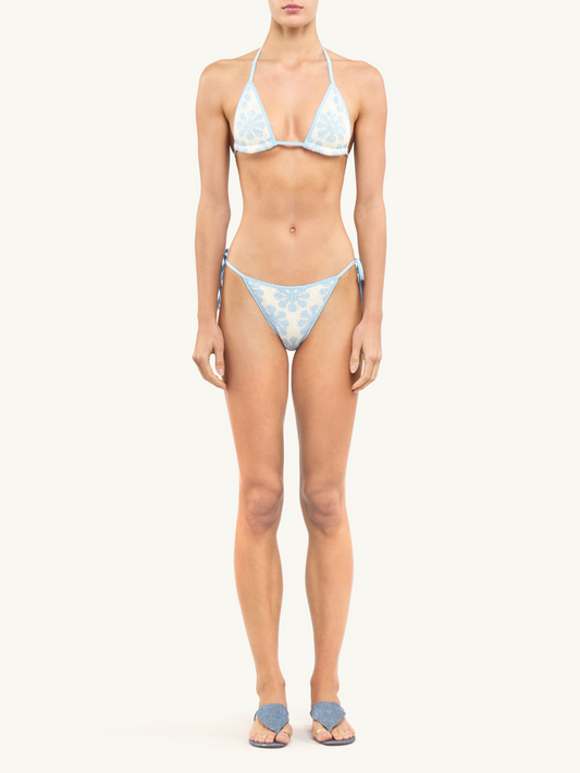 Lio Jacquard Bikini Bottom - Salt/Sky Blue Delilah Sequin
