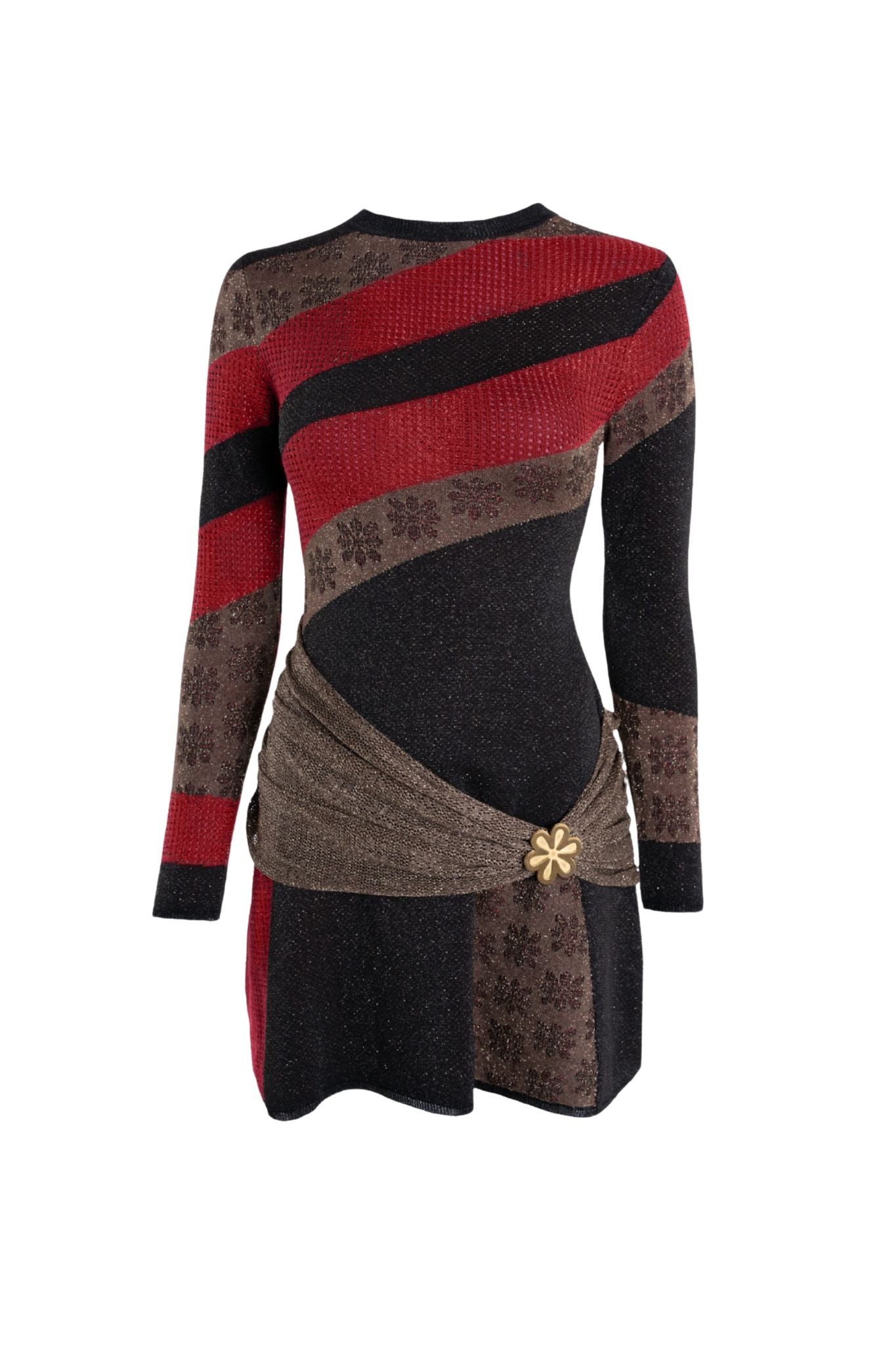 Eliza Long Sleeve Mini Dress - Ruby/Black