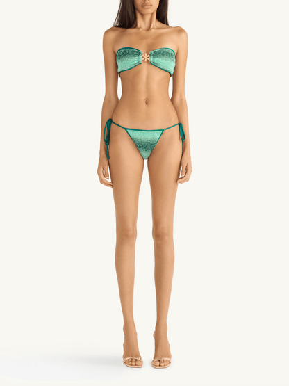 Mia Bikini Top - Palm Green Sequin