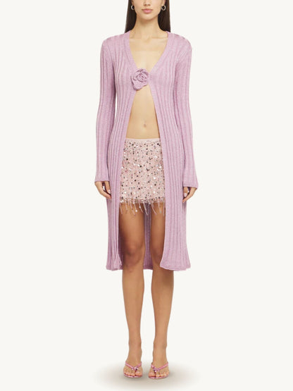 Rosie Cardigan - Mauve Lurex